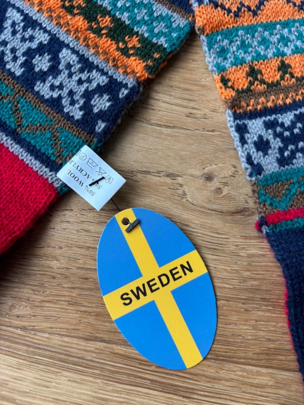 NWT Sweden fair isle nordic scarf wool blend
